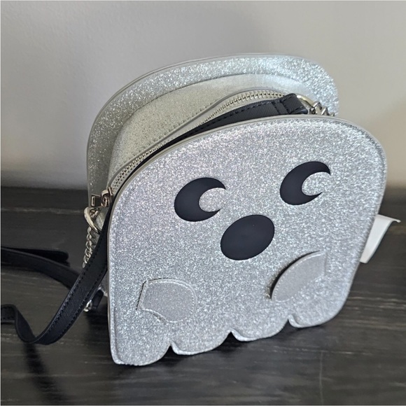 Sparkly Silver Ghost Crossbody Bag Halloween - Picture 12 of 16